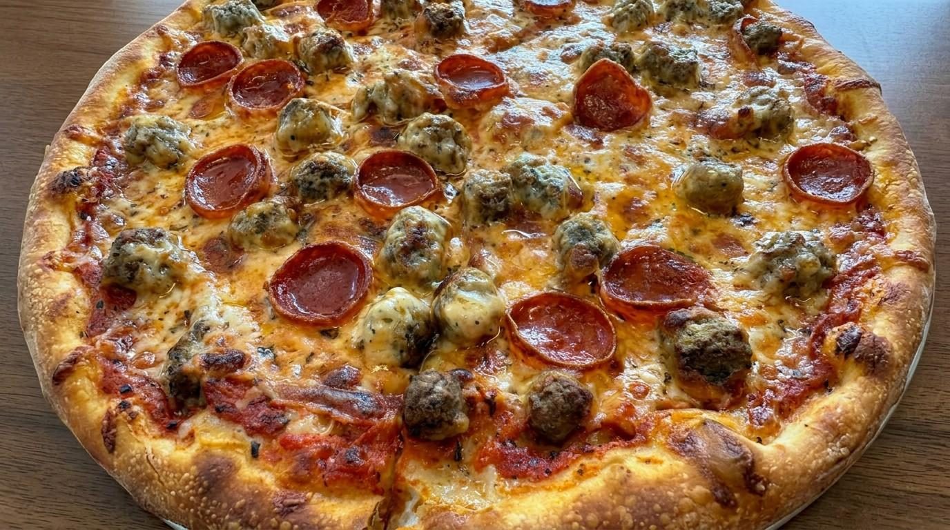 Meat Lovers Pizza — served at Joe's Naples Park Diner, Naples, Florida