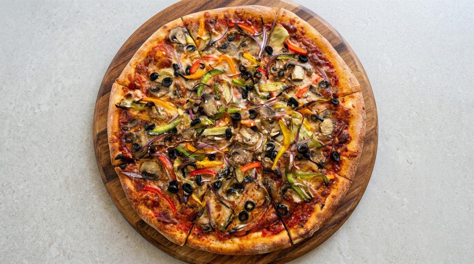 Vegetarian LOVE Pizza — served at Joe's Naples Park Diner, Naples, Florida